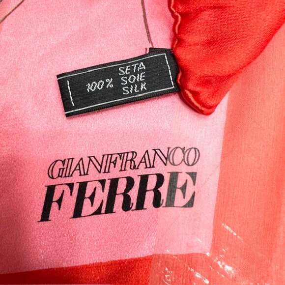 BeautifulPink Red Black Floral  Gianfranco Ferre Scar Silk Chiffon/Satin 34" (30 - Picture 13 of 13